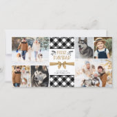 Buffalo Check FELIZ NAVIDAD zwart wit collage Feestdagenkaart (Voorkant)