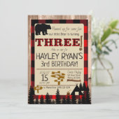 Buffalo Check Flannel Little Beer 3rd Birthday Kaart (Staand voorkant)