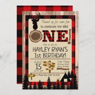 Buffalo check Flannel Wilde 1 Deer 1 Birthday Kaart