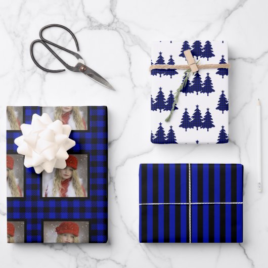Buffalo Check Foto Kerstmis Inpakpapier Vel (Voorkant)