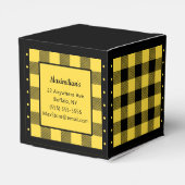 Buffalo Check - Geel en Zwart - Hart Favor Doos Bedankdoosjes (Achterkant)