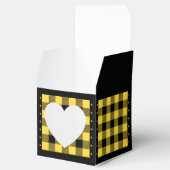 Buffalo Check - Geel en Zwart - Hart Favor Doos Bedankdoosjes (Geopend)