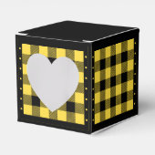Buffalo Check - Geel en Zwart - Hart Favoriet Box Bedankdoosjes (Voorkant Zijde)