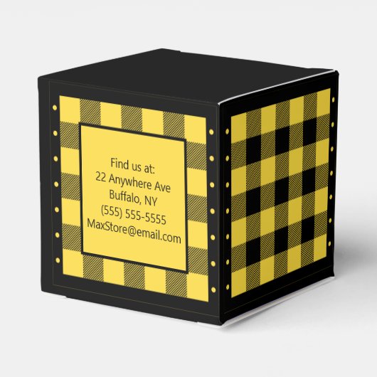 Buffalo Check - Geel en Zwart - Klassiek Bedankdoosjes (Achterkant)