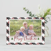 Buffalo Check geruite foto Kerstmis Feestdagenkaart (Staand voorkant)
