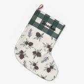 Buffalo Check Gingham Name Hunter Green Cute Grote Kerstsok (Voorkant (Hangend))