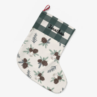 Buffalo Check Gingham Name Hunter Green Cute Grote Kerstsok