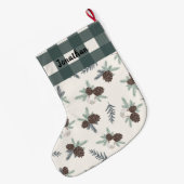 Buffalo Check Gingham Name Hunter Green Cute Grote Kerstsok (Achterkant (Hangend))