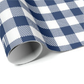 Buffalo Check gingham patroon marineblauw Cadeaupapier (Rol Hoek)