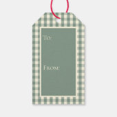 Buffalo Check Green Plaid Gingham Vakantie Cadeaulabel (Achterkant)