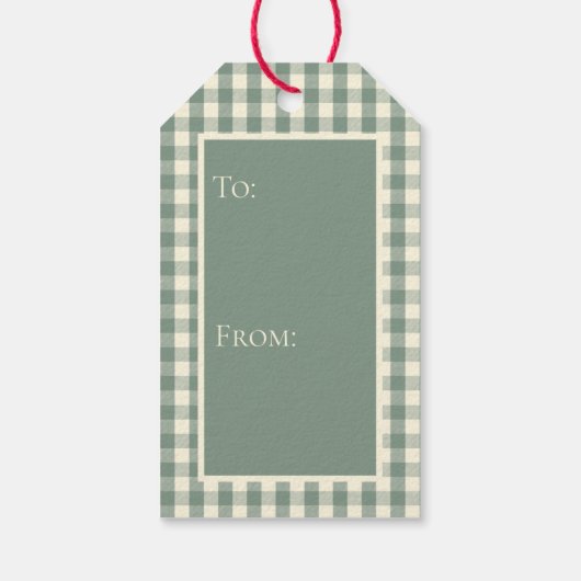 Buffalo Check Green Plaid Gingham Vakantie Cadeaulabel (Achterkant)