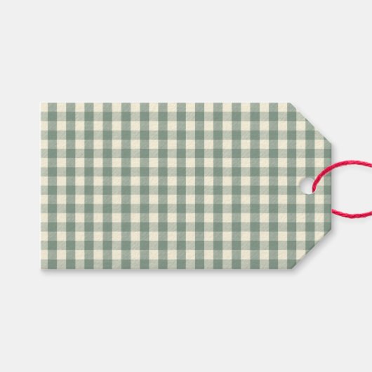 Buffalo Check Green Plaid Gingham Vakantie Cadeaulabel (Voorkant (Horizontaal))