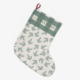 Buffalo Check Green Pset Typography Holiday Grote Kerstsok