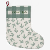 Buffalo Check Green Pset Typography Holiday Grote Kerstsok (Voorkant)