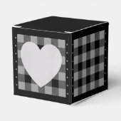 Buffalo Check - Grijs en Zwart - Heart Favoriet Bo Bedankdoosjes (Voorkant Zijde)
