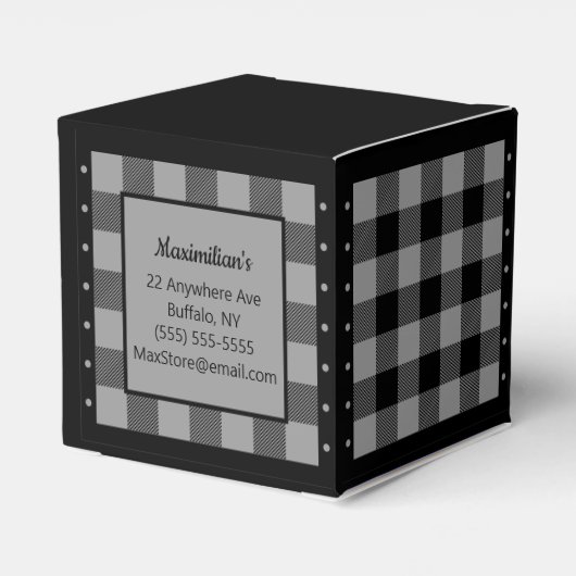 Buffalo Check - Grijs en Zwart - Heart Favoriet Bo Bedankdoosjes (Achterkant)