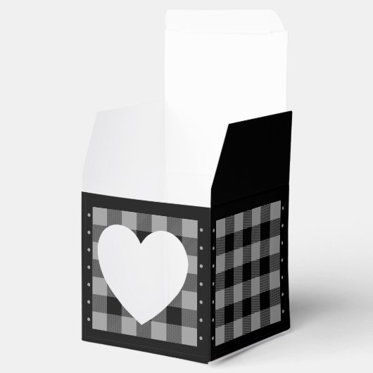 Buffalo Check - Grijs en Zwart - Heart Favoriet Bo Bedankdoosjes (Geopend)
