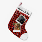 Buffalo Check Huisdier Gepersonaliseerde Kerstkous Kleine Kerstsok (Voorkant (Hangend))