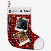Buffalo Check Huisdier Gepersonaliseerde Kerstkous Kleine Kerstsok (Voorkant)