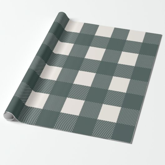 Buffalo check Hunter Green Simple Stylish Trendy Cadeaupapier (Uitgerold)