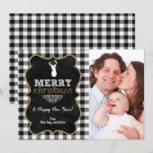 Buffalo Check Kerst Fotokaart Kaart (Voorkant / Achterkant)