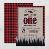 Buffalo Check Lumberjack Boy 1st Birthday Kaart (Voorkant / Achterkant)