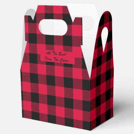 Buffalo Check Lumberjack Red Black Gable Favor Box Bedankdoosjes (Geopend)