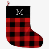 Buffalo Check Monogrammed Christmas Stocking Grote Kerstsok (Voorkant)
