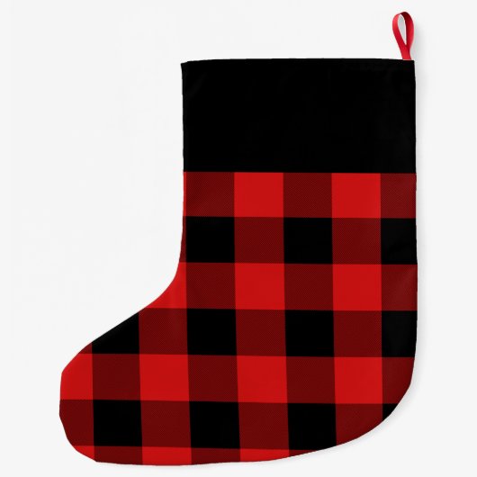 Buffalo Check Monogrammed Christmas Stocking Grote Kerstsok (Achterkant)