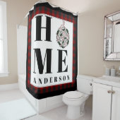 Buffalo check ornament "Home" gepersonaliseerd Douchegordijn (In situ)