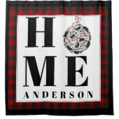 Buffalo check ornament "Home" gepersonaliseerd Douchegordijn (Voorkant)
