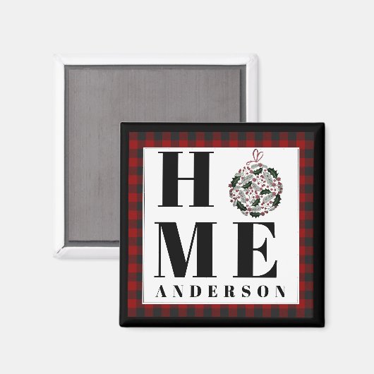 Buffalo check ornament "Home" gepersonaliseerd Magneet (Voorkant / Achterkant)