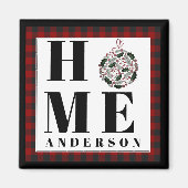 Buffalo check ornament "Home" gepersonaliseerd Magneet (Voorkant)