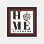 Buffalo check ornament "Home" gepersonaliseerd Servet (Voorkant)