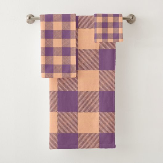 Buffalo Check Paars en Tannine Bad Handdoek (Insitu)