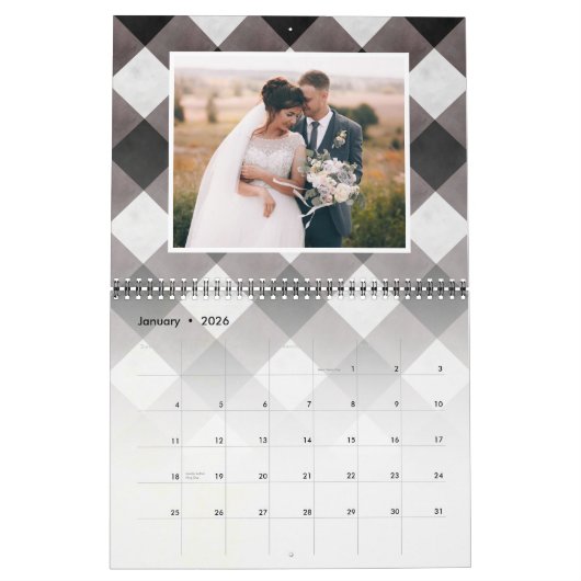 Buffalo Check Passen getrouwd eerste jaar bruiloft Kalender (Jan 2026)