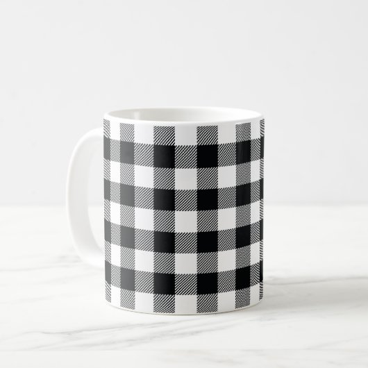 Buffalo Check Pattern Black Check Koffiemok (Voorkant links)