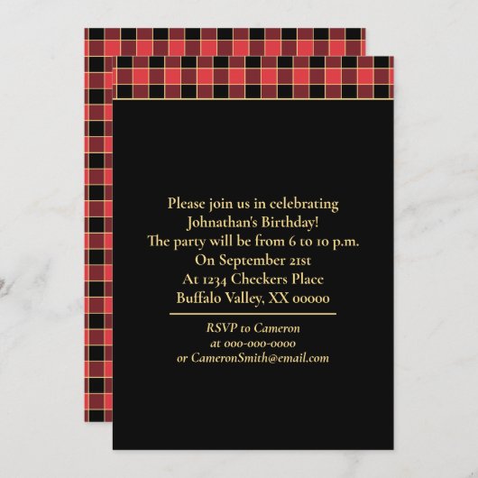 Buffalo Check Pattern Custom Colors SVG Party Kaart (Voorkant / Achterkant)