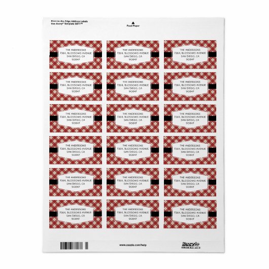 Buffalo Check Pattern Holiday Address Label (Full Sheet)