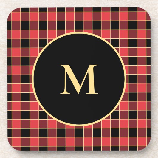 Buffalo Check Pattern Monogram Aangepaste kleuren  Bier Onderzetter (Voorkant)