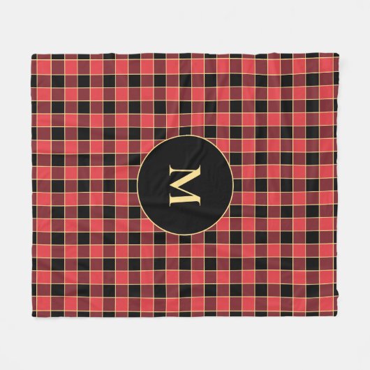 Buffalo Check Pattern Monogram Aangepaste kleuren  Fleece Deken (Voorkant (Horizontaal))