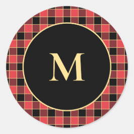 Buffalo Check Pattern Monogram Aangepaste kleuren  Ronde Sticker