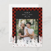 Buffalo Check Pijl Monogram Foto De datum opslaan Aankondigingskaart (Voorkant / Achterkant)