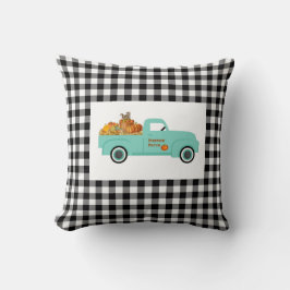 Buffalo Check Pillow met Blue Pumpkin Truck Kussen