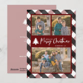 Buffalo Check Plaid 3 Foto's Kerst Feestdagenkaart (Voorkant / Achterkant)