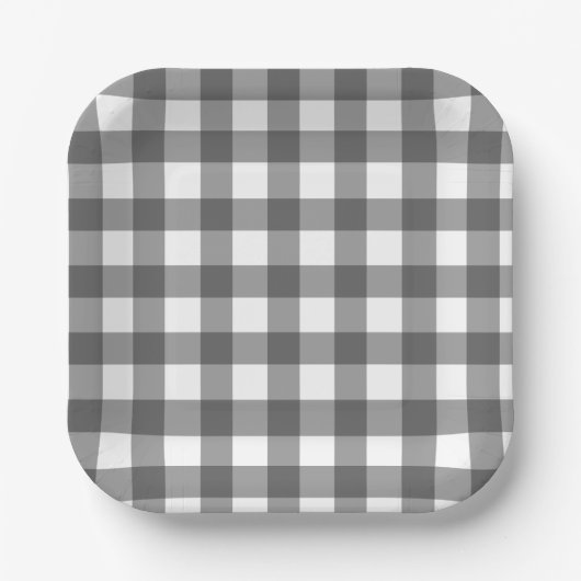 Buffalo Check Plaid Black and White Papieren Bordje (Voorkant)