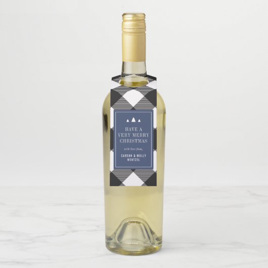 Buffalo Check Plaid Christmas Gepersonaliseerd cad Flessenhanger (Op fles)