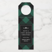 Buffalo Check Plaid Christmas Gepersonaliseerd cad Flessenhanger (Voorkant)