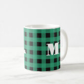 Buffalo Check Plaid Custom Monogram Kerst Koffiemok (Voorkant rechts)