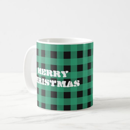 Buffalo Check Plaid Custom Monogram Kerst Koffiemok (Voorkant links)